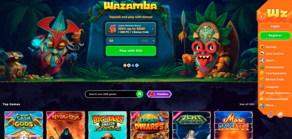 Wazamba Casino site